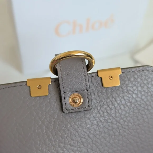 Chloé Grained Calfskin Gray Marcie Leather Wallet - Picture 9 of 12